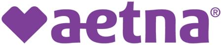 Aetna logo - purple text with a purple heart to the left.