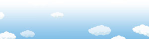 White fluffy illustrated clouds on a light blue background